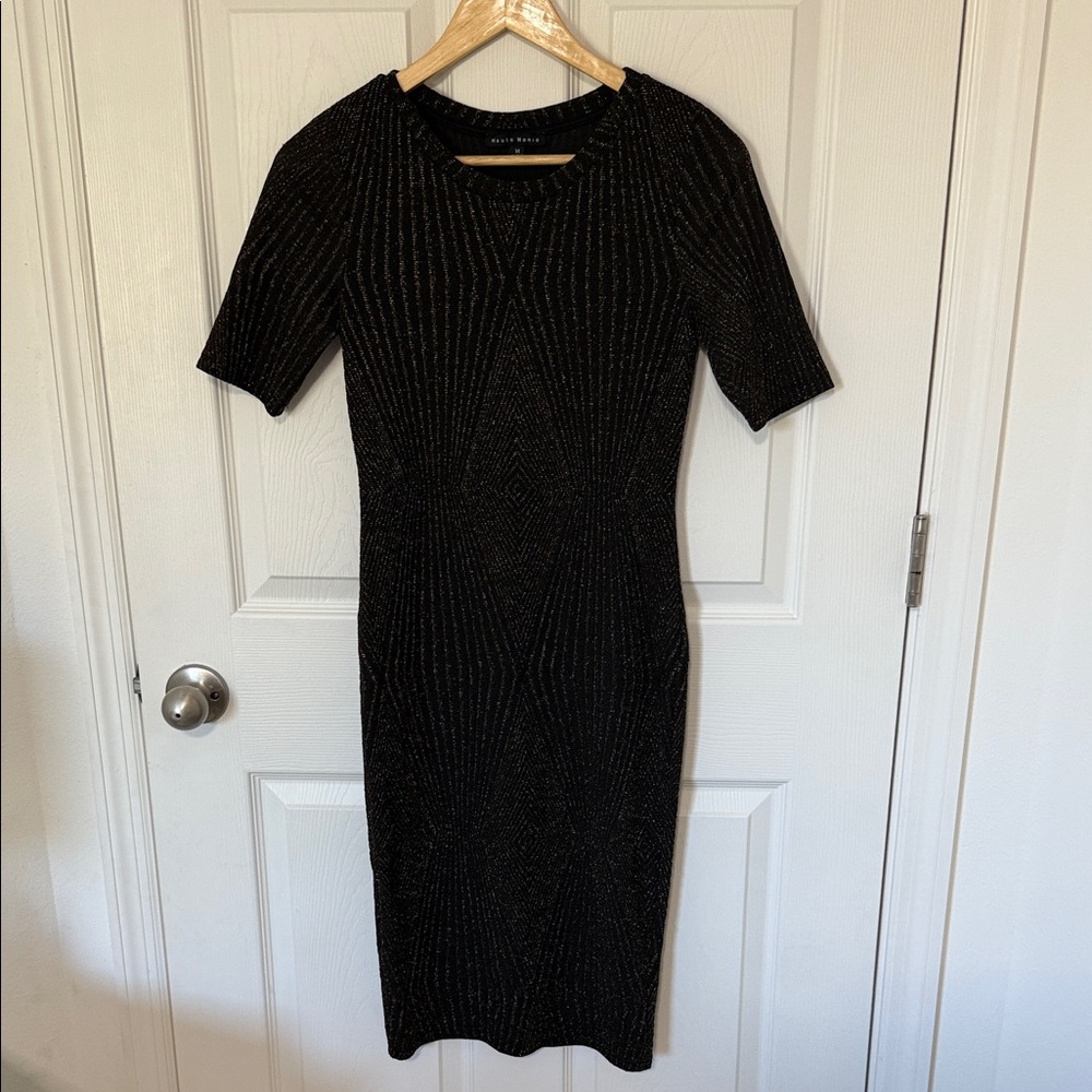 Haute Monde Black and Gold Bodycon Dress